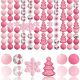 105Pcs Pink Christmas Silicone Beads Set, Printed Round Silicone Beads ...