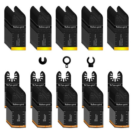 105Pcs Titanium & HCS Oscillating Tool Blades, Professional Oscillating Saw Blades for Wood Plastic Metal Cutting, Multi Tool Blades Compatible with Dewalt Bosch Milwaukee Ryobi