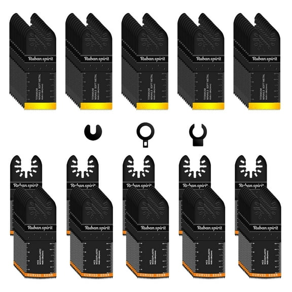 105Pcs Titanium & HCS Oscillating Tool Blades, Professional Oscillating Saw Blades for Wood Plastic Metal Cutting, Multi Tool Blades Compatible with Dewalt Bosch Milwaukee Ryobi