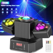 105W RGBW LED Moving Head Laser Light, DMX512 Disco Stage Lighting with Beam, Magic Ball, Laser Effects, 540  Rotation, Sound-Active & Remote Control for DJ, Parties, KTV