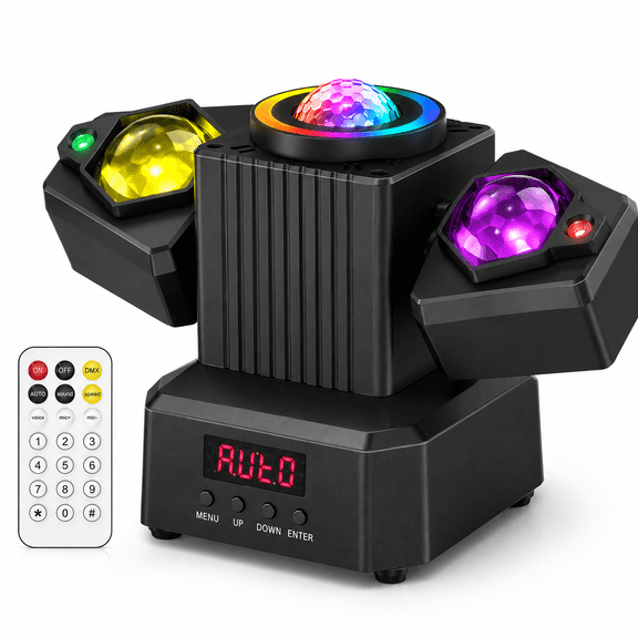 105W RGBW LED Moving Head Stage Light DMX512 DJ Disco Laser Beam Party Lighting with Red Green Laser Magic Ball Effect Remote Control Sound Activated 19 Channel