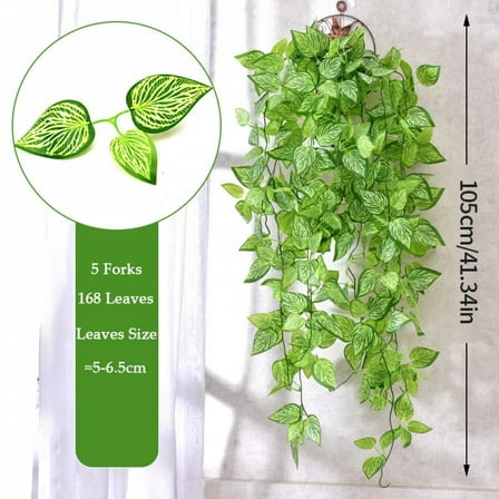 105cm Artificial Plants Vines Fake Green Leaf Ivy Plastic Wall Hanging Faux Scindapsus Crabapple for Home Garden Wedding Decor