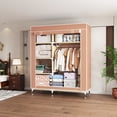thumbnail image 1 of 105cm Peach Color Compact Portable Closet Wardrobe, Multi-Layer Non-Woven Fabric Clothing Storage Organizer with Sturdy Steel Pipe, for Small Bedroom Dorm Apartment Tiny Space, 1 of 10