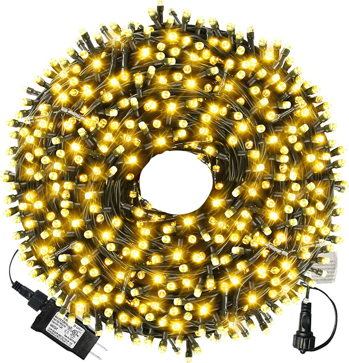 105ft 300 LED Christmas String Lights, End to End Plug 8 Modes Christmas Lights UL Certified Outdoor Indoor Fairy Light Christmas Tree, Patio, Garden, Party, Wedding, Holiday (Warm White)