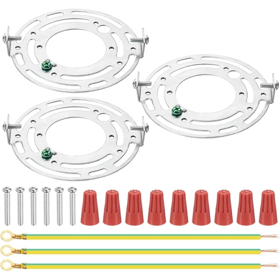 105mm (4.13") Universal Light Fixture Mounting Bracket Kit, 3 Set Silver Tone Round Ceiling Plates with Screws for Wall, Ceiling, Pendant, Chandelier Lights