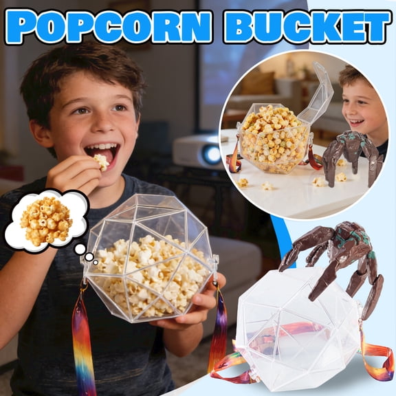 105oz Alien Spider Popcorn Bucket, Transparent Geodesic Sphere Snack Container with Lanyard, Food-Safe Plastic for Movie Night Party Gift