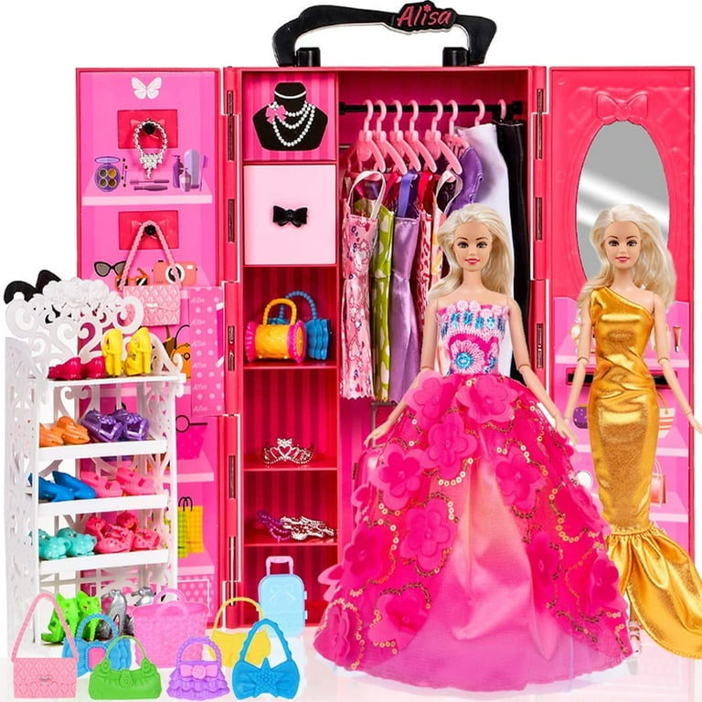 SOTOGO Doll Closet Wardrobe Set for Barbie Clothes Ghana