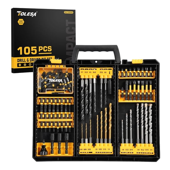 105pcs Drill Bit Set Titanium Coated,High Speed Steel Twist Driver Bit Set for Metal, Wood & MasonryScrewdriver Bits SetCountersink & More with Organizer Case