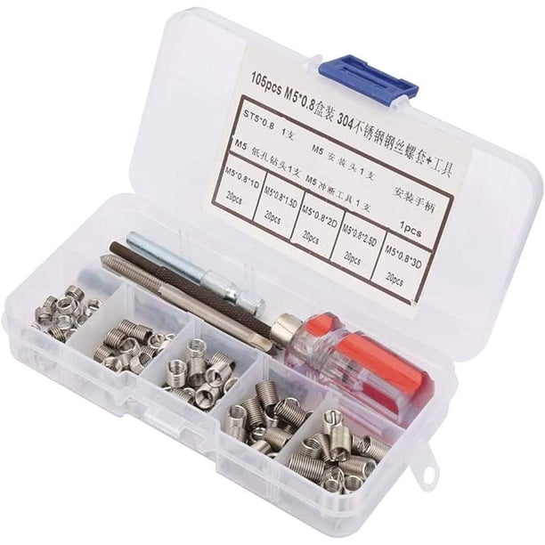 105pcs Threaded Inserts Repair Kit Stainless Steel Helicoil Type Wire ...