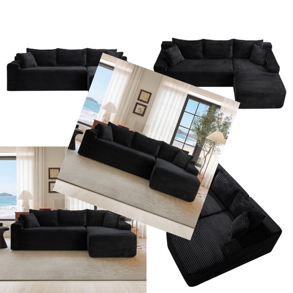 106.3" Cloud Modular Sectional Sofa Couch with L-Shape Chaise Modern Minimalist Upholstered Couches for Living Room Bedroom Dee