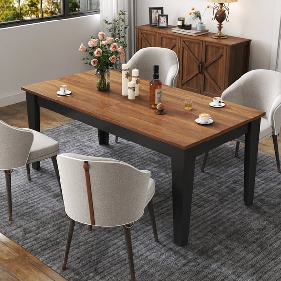 106.3" Large Extendable Dining Table, Modern Kitchen Table for Family Gatherings, Wood Grain Finish, Versatile for Living Room Office, Walnut
