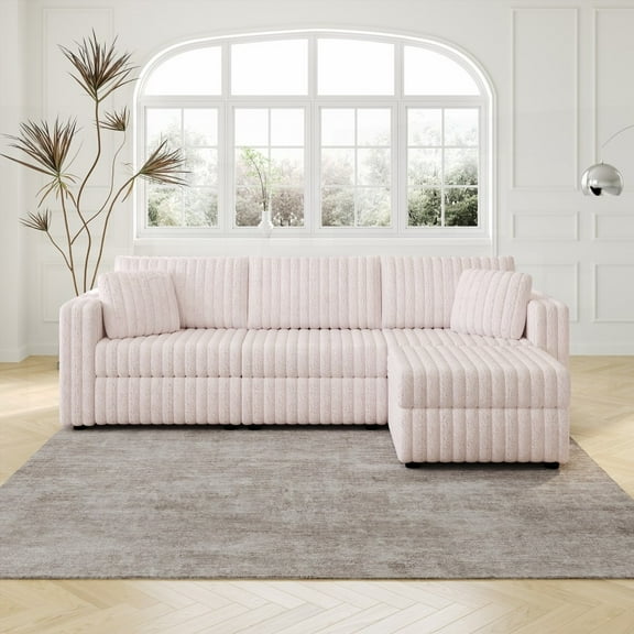 106.3" Soft 3-Person Sofa. Pink Bedroom. Hydraulic Lift & Disassembleable Cushions. Comfort & Style.