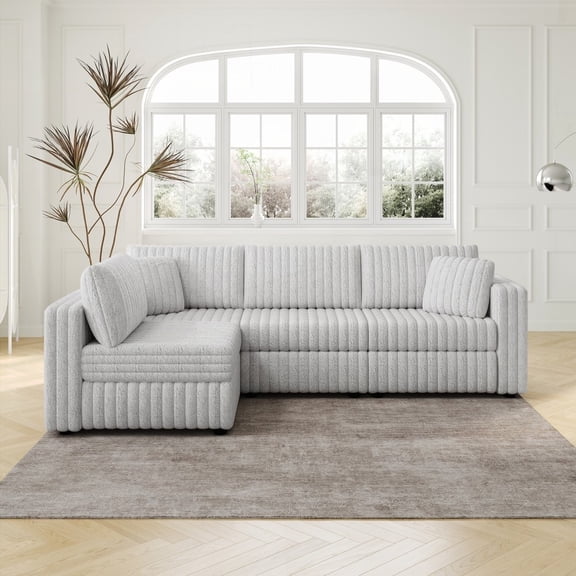 106.3" Soft L-shaped 4-Person Sofa - Matches Rooms! Free Combination, Solid Wood Frame, Storage Function!