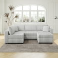 thumbnail image 1 of 106.3" Soft U-shaped 4-Person Sofa. Matches 30.7" Ottoman with Hydraulic Lift. Comfortable & Stylish. For Bedroom & Living Room. Light Gray. Modern Furniture. Modular Design., 1 of 9