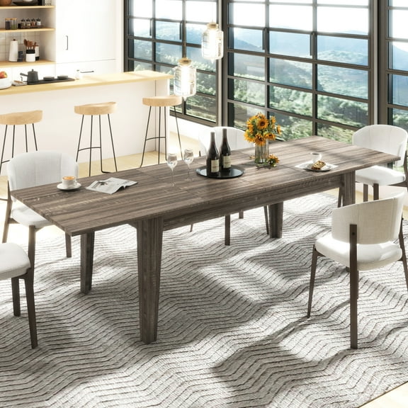 106.5" Extendable Computer Workstation, Dark Oak, Supports 110.23 Lbs Oak Dining Table For Special Occasions, 106.3 In, With Weight Limit
