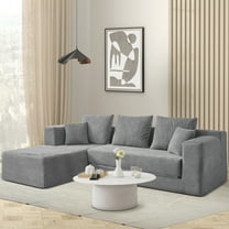 106.5” Sectional Sofa with Chaise, YINIX 3 Seater L-Shaped Sofa for Living Room, Gray