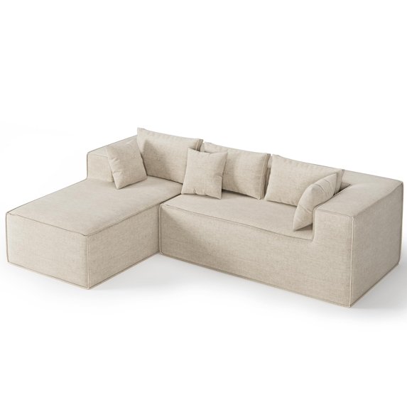 106.7"Sectional Sofa, Cloud Modular Sectional Couches W/ Chaise,Polyester Sectional Couches L-Shaped Modern Upholstered Sofa with Deep Seat for Living Room and Bedroom,No Assembly Required