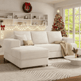 thumbnail image 1 of 106" Cloud Modular Sectional Sofa with Left-Facing Chaise Lounge, No Assembly L-Shaped Couch, Iron Frame, Fluffy Corduroy Upholstery for Living Room, Bedroom, Office, White, 1 of 5