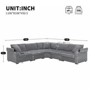 106 Convertible L Shaped Sectional Sofa,Corduroy Corner Couch with Armrest Storage,Cup Holders,USB Charger,Irregular Corner,Oversized Comfy Modular Sofa for Living Room,Apartment,2 Colors