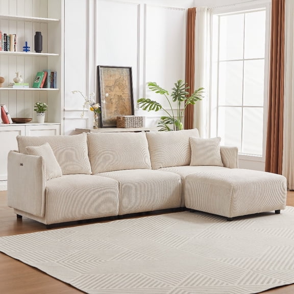 Modern Minimalist Corduroy 106" Multi-Module Sofa for Various Spaces