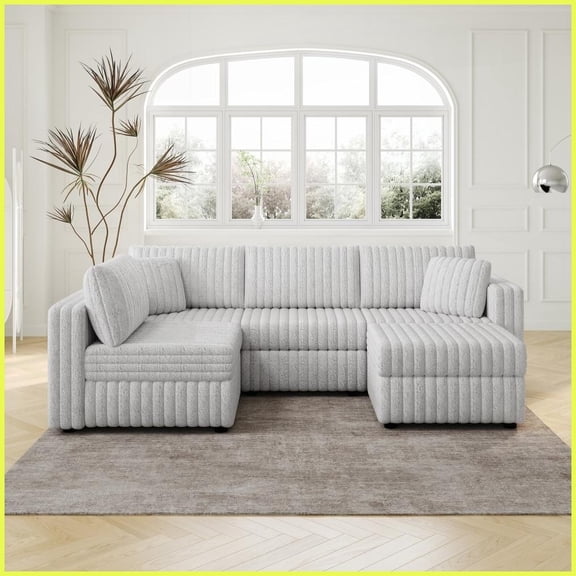 106 Light Gray Modern U-Shaped Sofa
