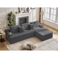 thumbnail image 1 of 106" Modular Cloud Sectional Sofa, L-Shape Sofa for Living Room, 57" Deep Boneless Couch with 5 Pillows, Cup Holders & Side Pockets, Ultra-Soft Corduroy, No Assembly,Right-Facing Chaise,Dark Grey, 1 of 9