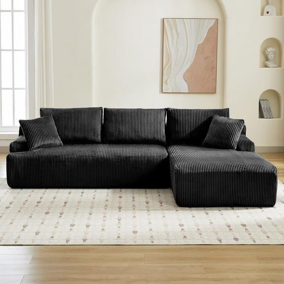 106” Modular Sectional Sofa, Cloud Sectional Couch with Deep Seat, Modern Modular L-Shape Sofa Couch with Chaise, Upholstered Corduroy Couches for Living Room Bedroom