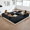thumbnail image 1 of 106" Oversized Convertible Folding Sofa Bed Corduroy L-Shaped Boneless Sectional Couch,Folding Sofa Bed with Side Pocket Modern Cloud Floor Mattress Couch,Modular Sofa for Living Room, 1 of 19