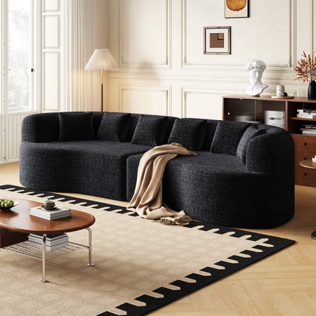 106" Oversized Sectional Sofa,Modern Chenille Memory Foam Sofa Cloud Sofa with Deep Seat & 6 Pillows for Living Room,Black