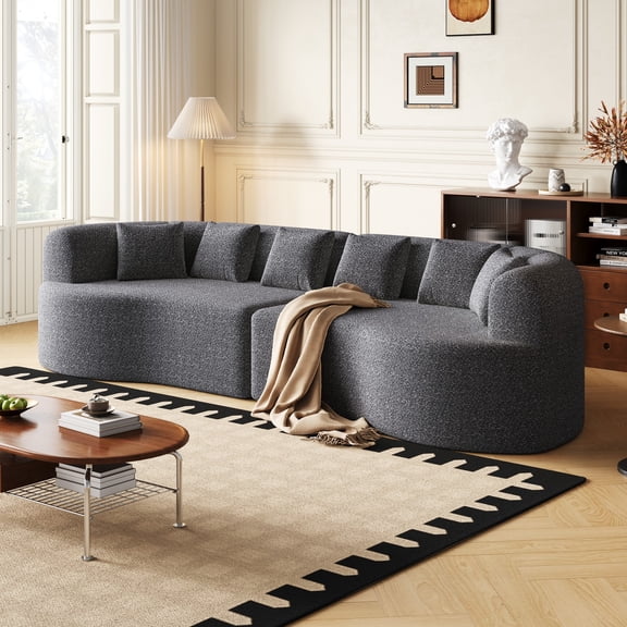 106" Oversized Sectional Sofa,Modern Chenille Memory Foam Sofa Cloud Sofa with Deep Seat & 6 Pillows for Living Room,Grey