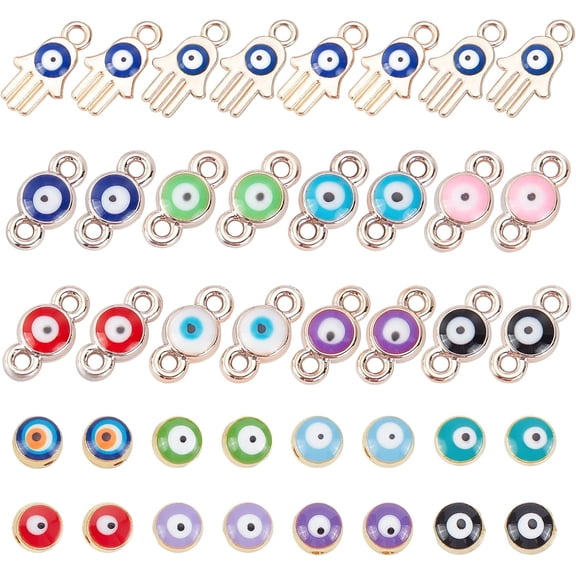 106 Pcs Alloy Enamel European Beads Kit Including 48 Pcs Beads 48 Pcs CCB Enamel Links 10 Pcs Hamsa Hand Alloy Charms for Jewelry Making DIY Crafts