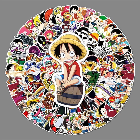 106 Pcs One Piece Cartoon Stickers for Men Teens Adults Vinyl Stickes for Water Bottles Laptop Guitar Skateboard Scrapbook Decals
