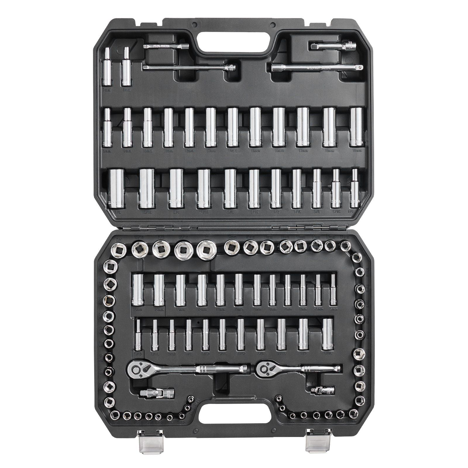 106 Pcs Socket Set 1/4in 3/8in Drive Socket and Ratchet Set 6-Point ...