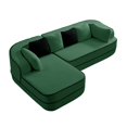 thumbnail image 1 of 106" Teddy Fabric, No Assembly, 32D High Density Sponge Boneless Sofa, Contrast Color Design, Fluffy Comfy Couch with L-Shaped Chaise for Living Room (Green), 1 of 11