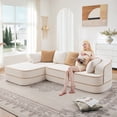 thumbnail image 1 of 106" Teddy Fabric No Assembly 32D Boneless Sofa, Comfy Couch with L-Shaped Chaise for Living Room, White, 1 of 7