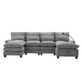thumbnail image 1 of 106" U Shape Sectional Sofa Cloud Couch for Living Room, Upholstery Comfy Modular Sofas, 4 Seat Chenille U-Shaped Sleeper Sofa with Chaise Lounge, Ottoman & Pillows (Gray), 1 of 1