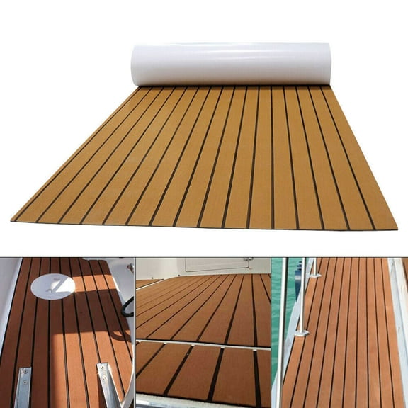 106 X 35" Boat Flooring Decking Sheet Pad, EVA Foam Faux Teak Marine Mat for Yacht RV