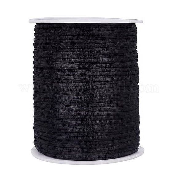 106 Yards Rattail Satin Cords 2mm Black Silk Beading String Silky Trim Cord Decorative Crafts String for Chinese Knot Macramé Trim Jewellery Making Dream Catchers Braid Hair