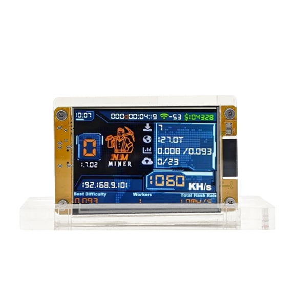 1060KH/s Compact Desktop Crypto Miner with Case, Stand & Data Cable, 2.8-Inch Display