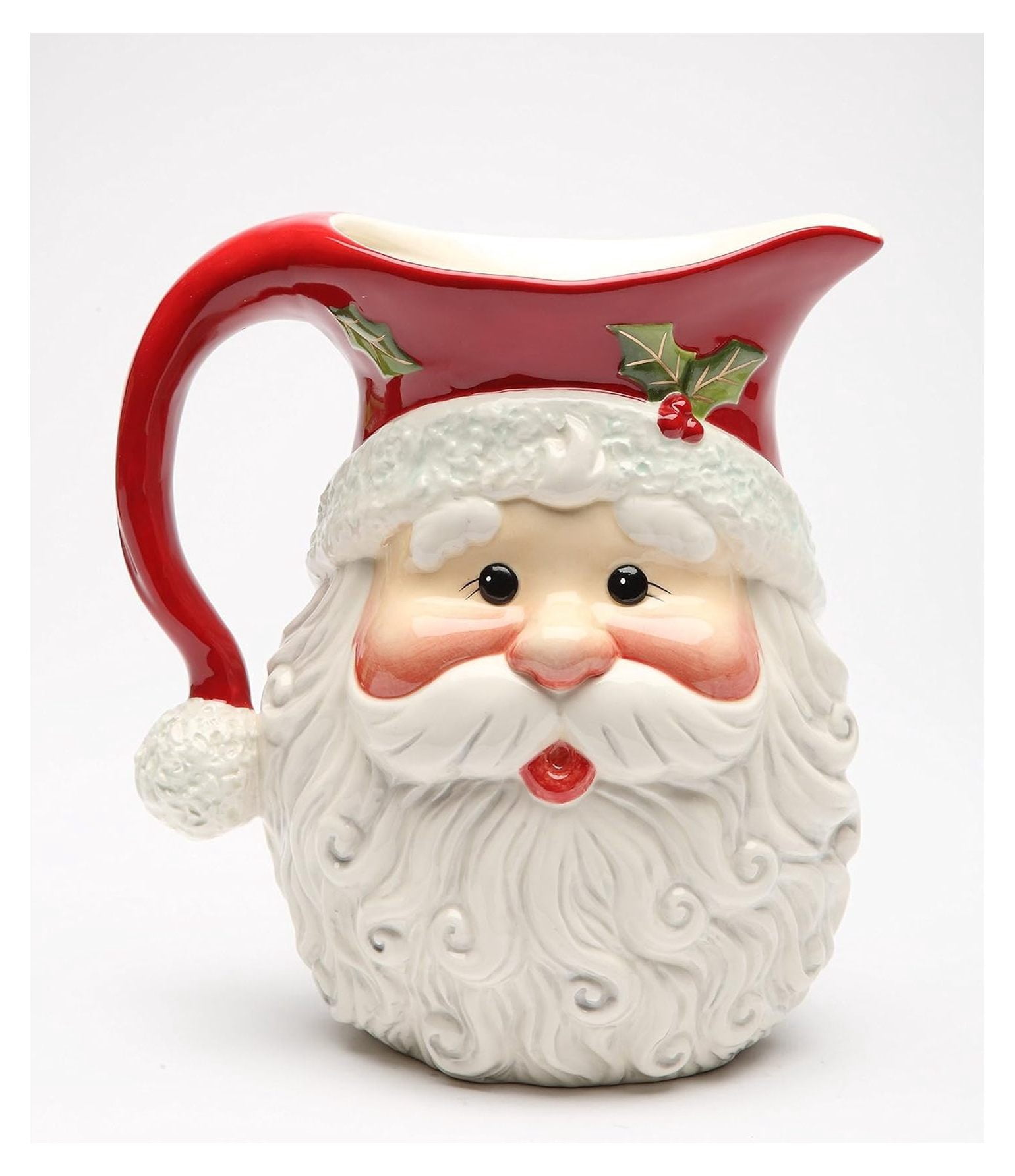 10636DB Fine Ceramic I Believe: Christmas Santa Pitcher, 8"H