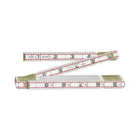 1066DN Red End Engineer's Folding Rule, Wood, 5/8-In. x 6-Ft. - Quantity 6