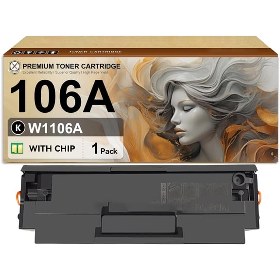 106A Toner Cartridge Compatible for HP W1106A Black Cartridge with Chip Fit for HP Laser 107 107a 107w MFP 135 135a 135w 137fnw Printers,