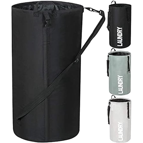 106L Extra Large Laundry Hamper with Drawstring Dorm Room Backpack Laundry Bag Collapsible Laundry Basket for College Students Travel Day Trip(Black)