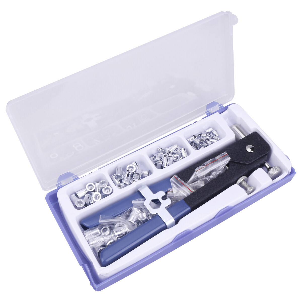 106Pcs Durable Blind Rivet Nuts Threaded Insert Rivet Tool Riveter