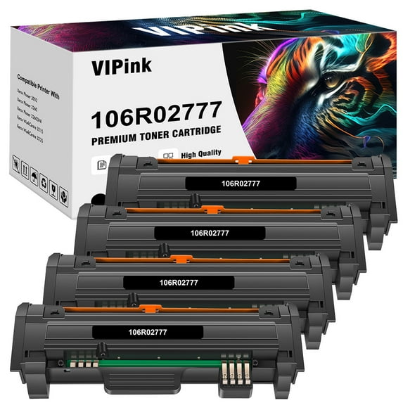 106R02777 4-Pack Toner Cartridge Compatible for Xerox 106R02777 Work with Phaser 3052 3260 3260DNI WorkCentre Xerox 3215 3225 (Black)