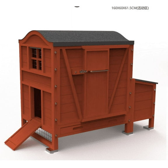 106in Outdoor Wooden Chicken Coop, Extra Large Hen House for 3-5 Chickens, Poultry Cage with Waterproof Roof, Run, Nesting Box, Pull Out Trays and Ramp