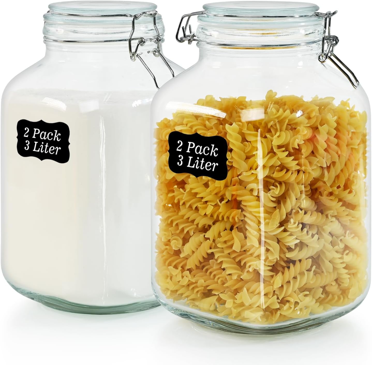 106oz Square Glass Jars with Airtight Lid, Large Mason Jars, Wide Mouth ...