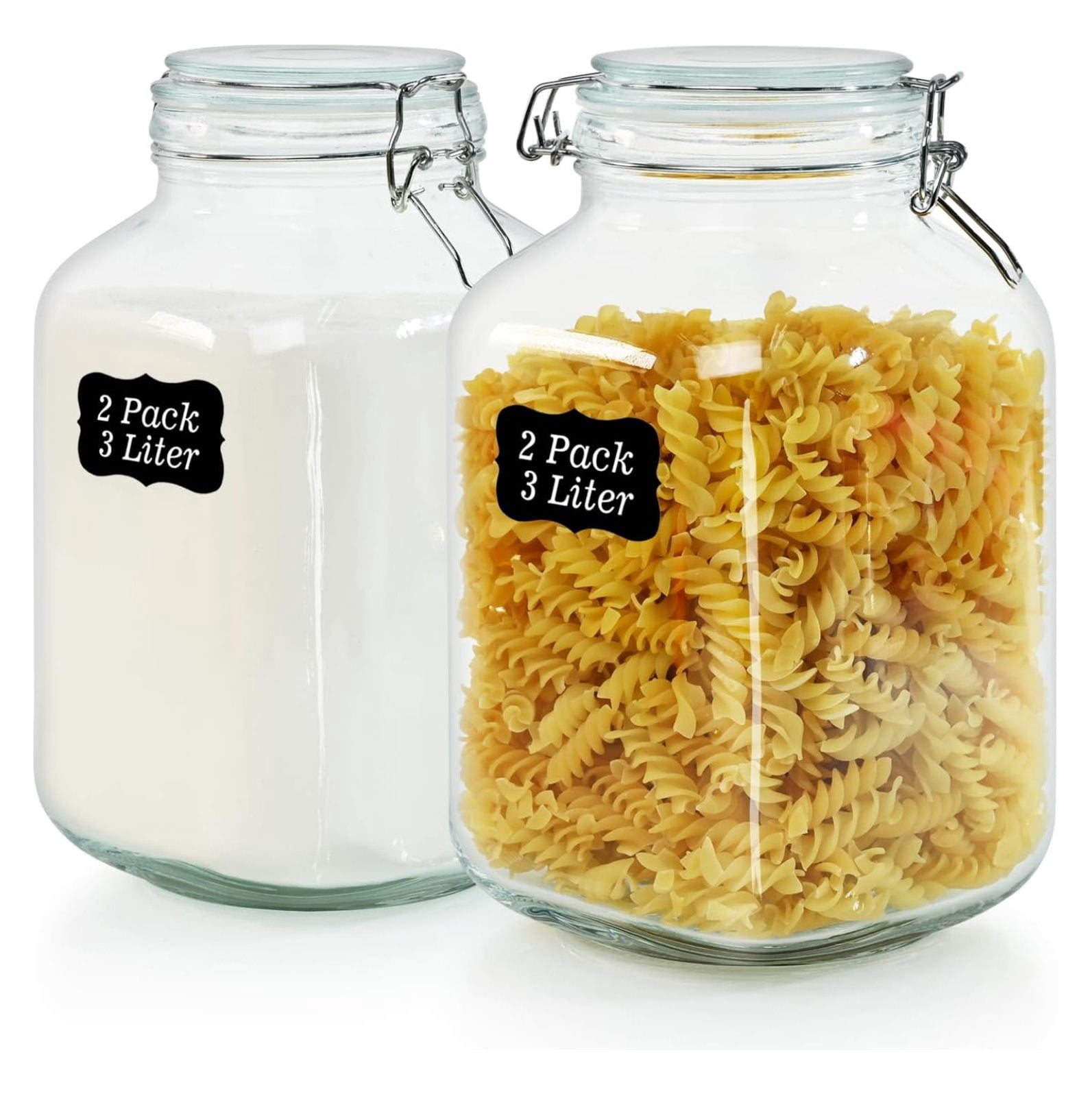 106oz Square Glass Jars with Airtight Lid, Large Mason Jars, Wide Mouth ...