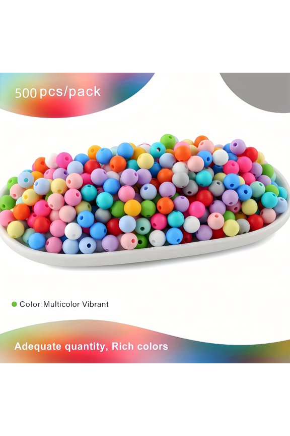 500pcs Mixed Color 9mm Silicone Beads for Necklace and Bracelet Making