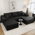 thumbnail image 1 of 107.5" Cloud Sectional Couch with 1 Ottoman,Modern Modular Comfort U Shaped Sofa Couches for Living Room ,No Assembly Required,(Black,Right Facing Chaise), 1 of 8